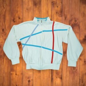 Vintage Adidas Unisex Track Jacket‎ Size M  White Stripe Full Zip Pockets Rare